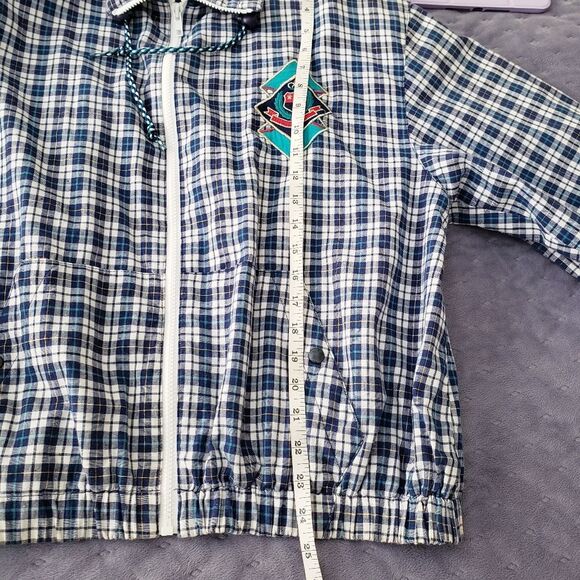 90s Gym Blue Plaid Zip Jacket With Embroidered Logo size large - Picture 12 of 15